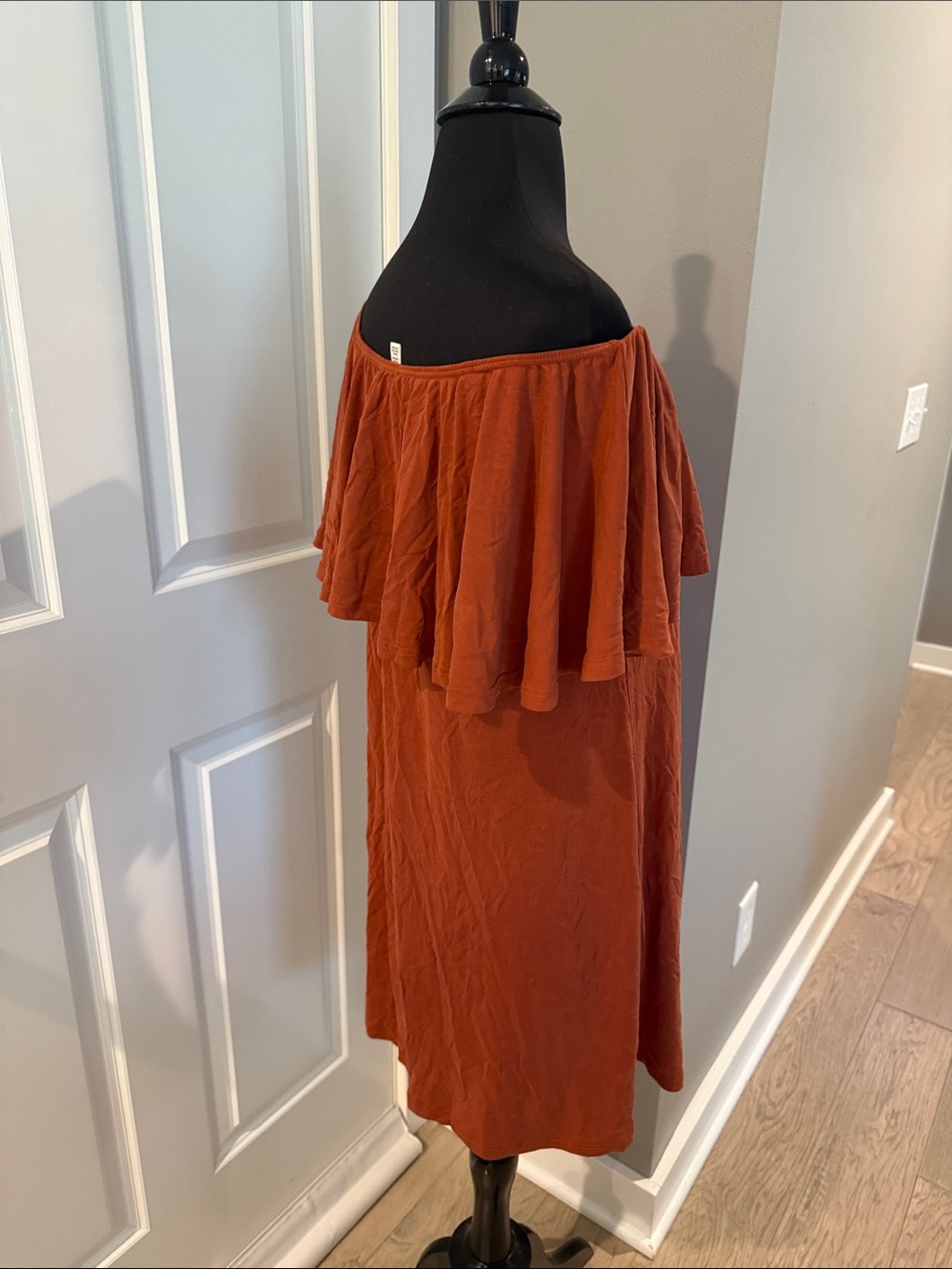 bp Off-Shoulder Ruffle Dress in Rust - Picture 6 of 6